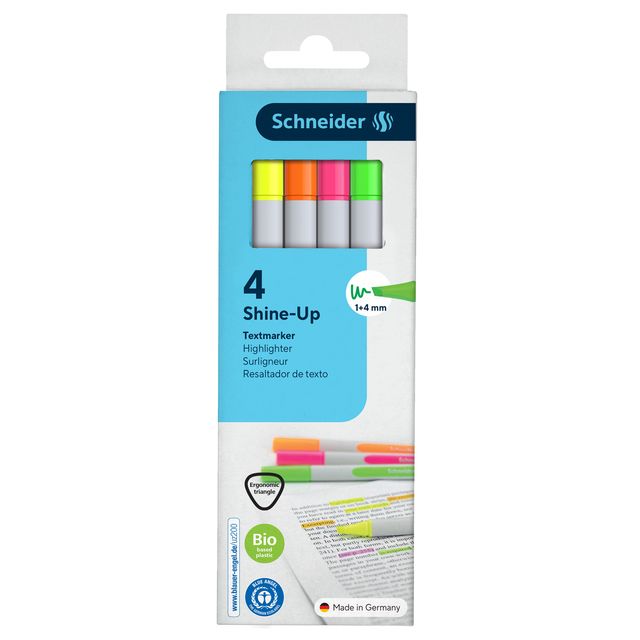 Evidenziatore Shine-Up - punta a scalpello - colori assortiti - Schneider - con…