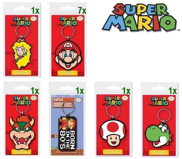 Super Mario Portachiavi 2D PVC assortitis 6,5x12cm
