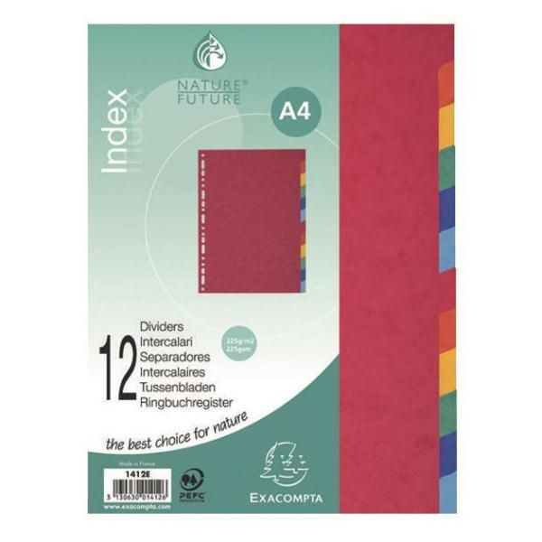 Exacompta Nature Future - Divisorio - 12 parti - per A4 - con schede - rosso ma…