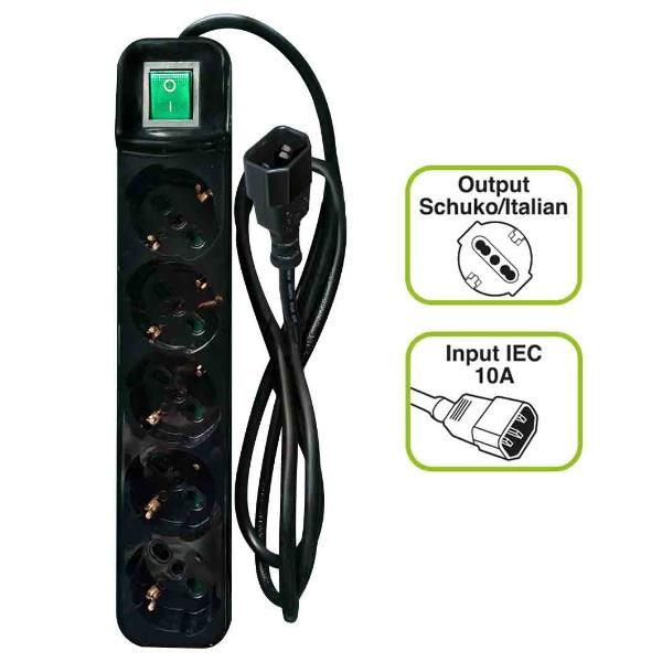 TECNOWARE FMP5IECIG MULTIPRESA PER UPS SPINA IEC/VDE CON 5P SCHUKO/ITA BIPASSO …