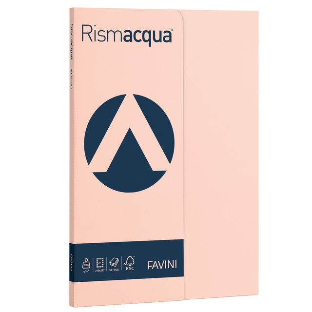 FAVINI Rismacqua Small - Salmone - A4 (210 x 297 mm) - 200 g/m² - 50 fogli cart…