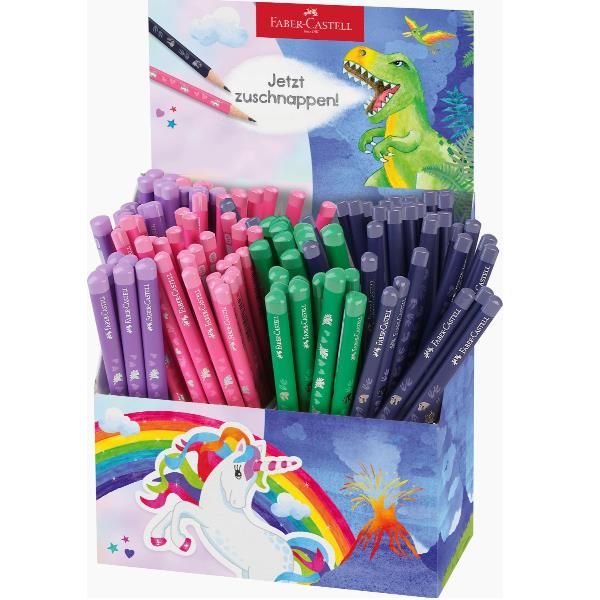 Faber Castell ESPOSITORE 120 MATITE DI GRAFITE HB UNICORNODINOSAURO JUMBO E STA…
