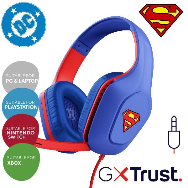 TRUST GXT416SM ZIROX SUPERMAN CUFFIE GAMING OVER-EAR CON MICROFONO DRIVER 50mm …