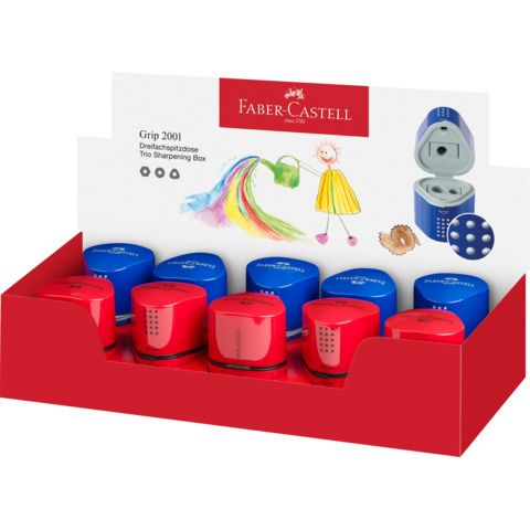 Faber-Castell GRIP 2001 - Temperino con contenitore - 3 fori