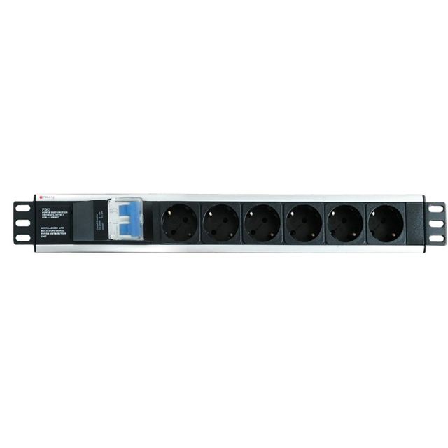 Techly I-CASE STRIP-16SH Barra di alimentazione 19' 1.5U X6 - prese Schuko