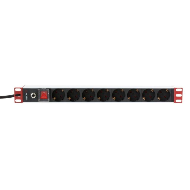 Techly I-CASE STRIP-61UDIT Barra di alimentazione 19" 1U X8 - prese Schuko