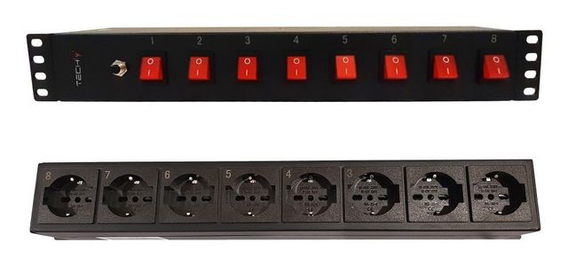 Techly I-CASE STRIP-815I Striscia Rack 19" 1.5U, 8x prese UNEL sul retro, 8x in…