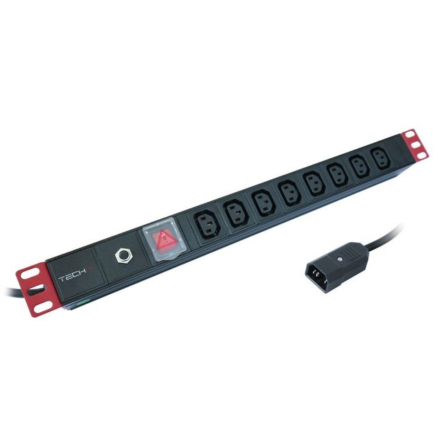 Techly I-CASE STRIP-8C Barra di alimentazione 19' 1U X8 - prese C13