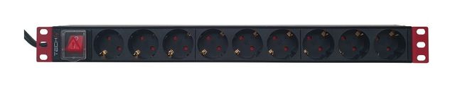 Techly I-CASE STRIP-91UD Barra di alimentazione 19' 1U X9 - prese Schuko