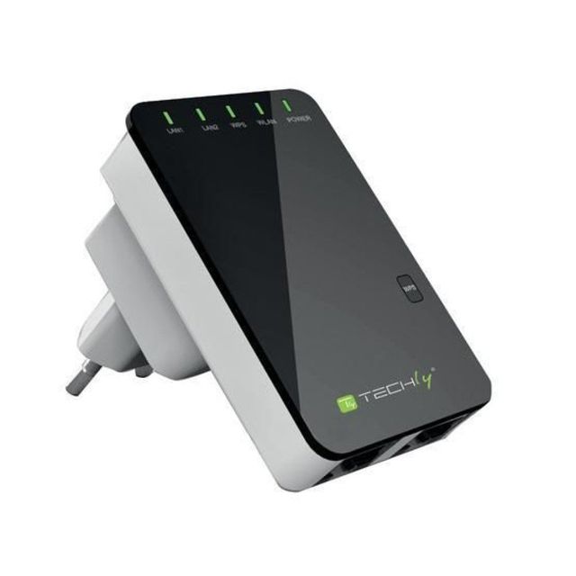 Techly I-WL-REPEATER2 Ripetitore/Router N300 da inserire nella presa