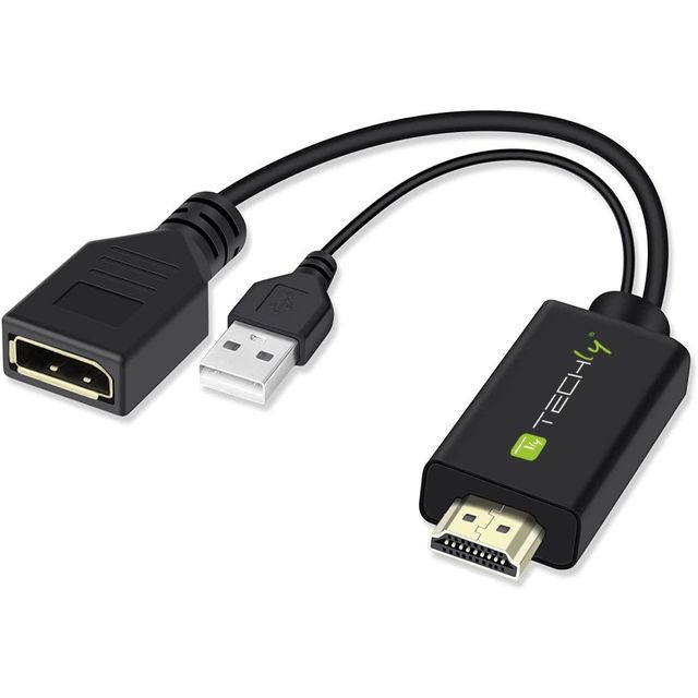 Techly ICOC HDMI-DP12A Adattatore HDMI a DisplayPort alimentato USB 4K*30Hz M/F