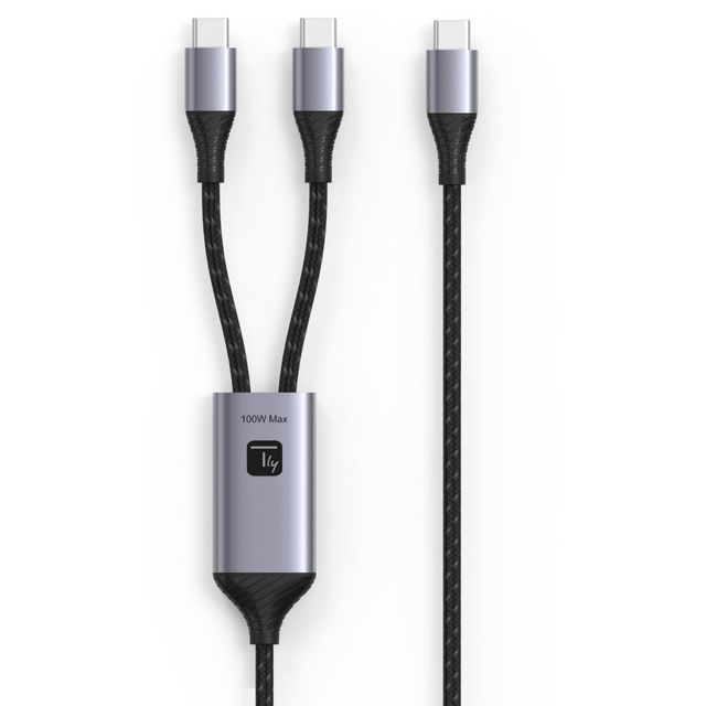 Techly ICOC MU2C-2C100W Cavo di ricarica USB-C a 2x USB-C 100W 1,5m PD QC PPS