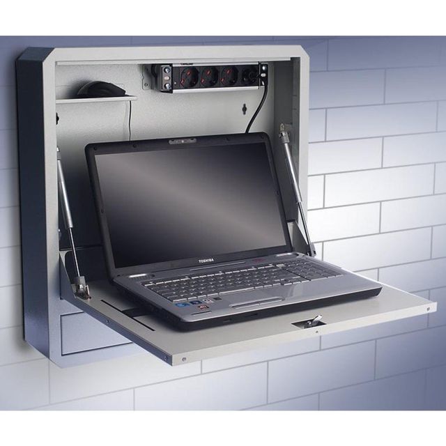 Techly ICRLIM01 Armadietto per laptop a muro da 19" anti-furto con ripiano grig…