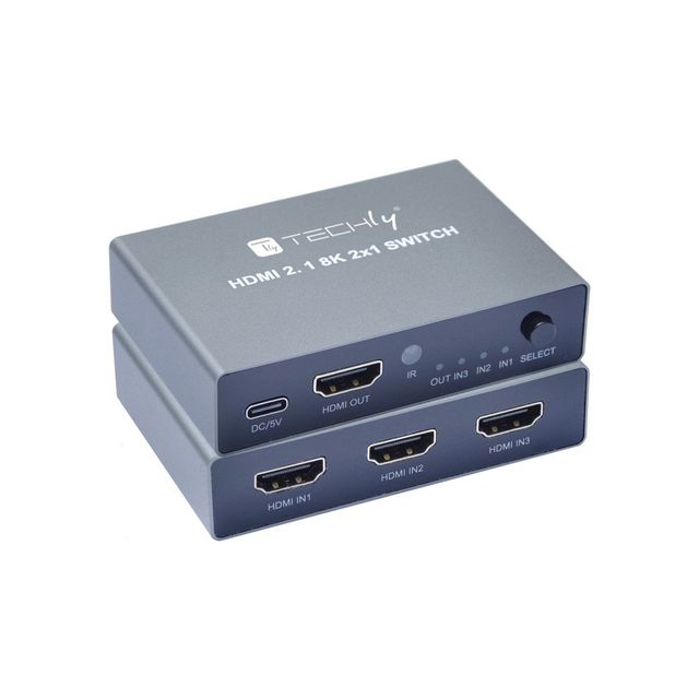 Techly IDATA HDMI-2138KT Switch HDMI 2.1 3x1 8K60Hz con Telecomando