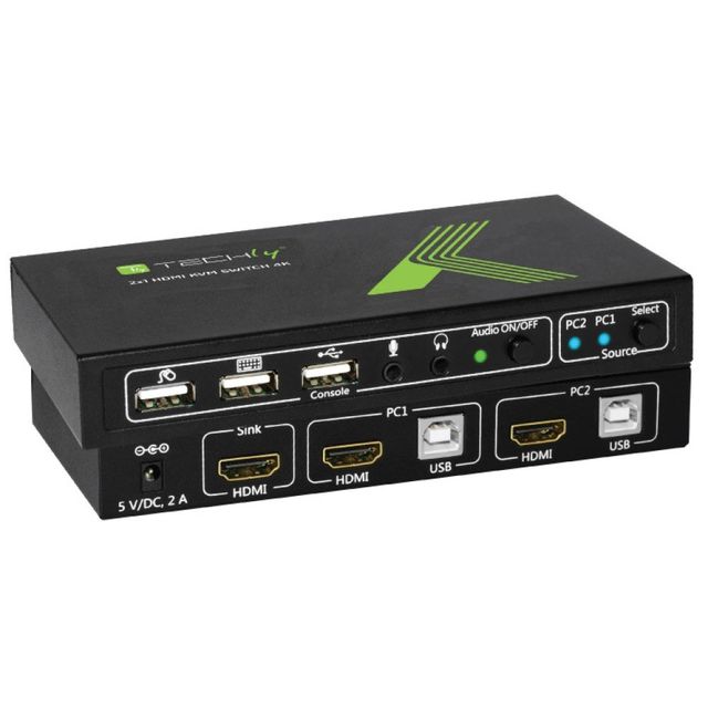 Techly IDATA KVM-HDMI2U Switch KVM 2x1 HDMI/USB 4K60Hz con USB 2.0