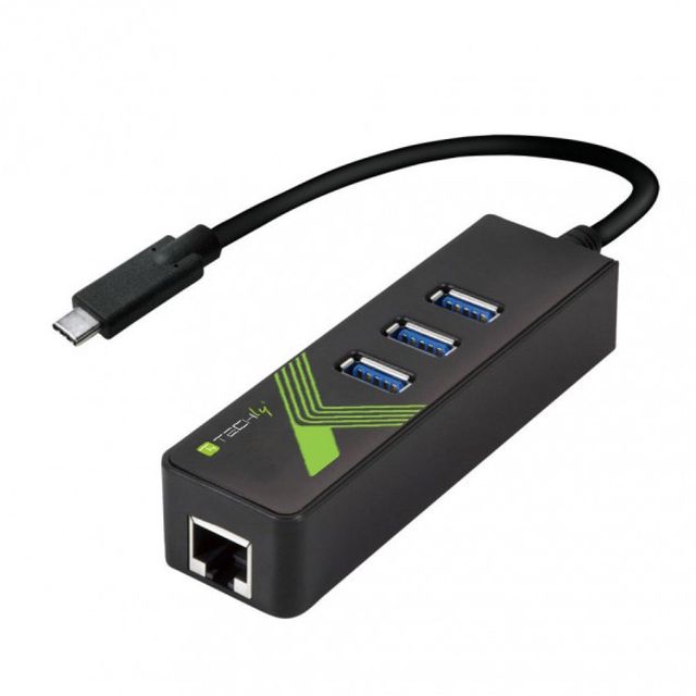 Techly IDATA USB-ETGIGA-3C2 Scheda di rete/adapter USB-C a RJ45 Gigabit, hub 3x…