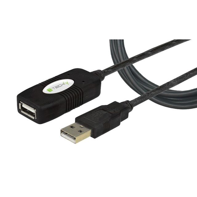 Techly IUSB-REP10TY Cavo di Estensione Attivo USB 2.0 USB-A Maschio a USB-A Fem…