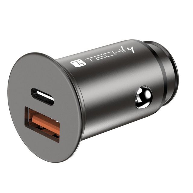 Techly IUSB2-CAR5-AC38W Caricatore per auto USB-C & USB-A 38W/3A 5-12V