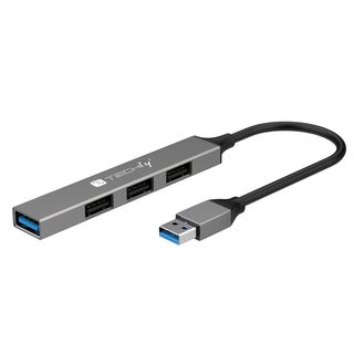 Techly IUSB32-HUB4A-3U2SLS, Cablato, USB 3.2 Gen 1 (3.1 Gen 1) Type-A, Grigio, …