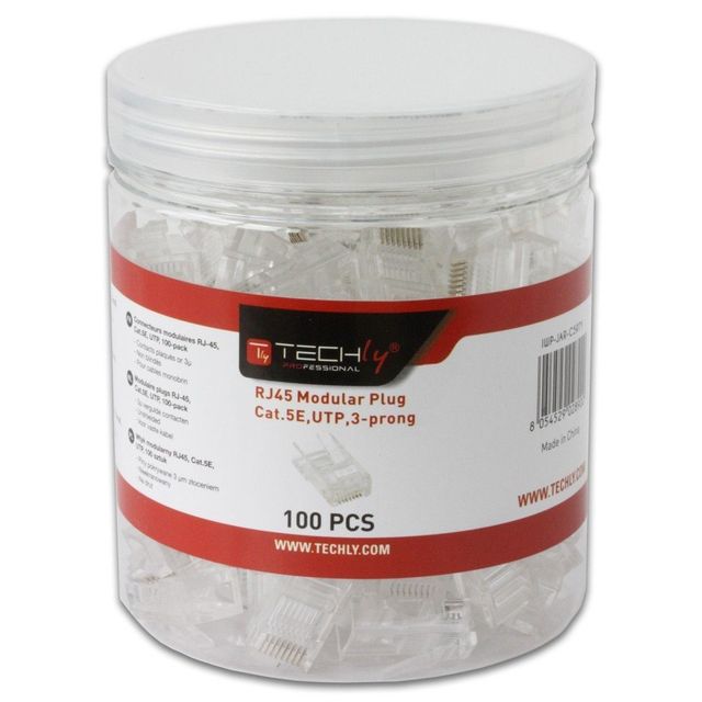 Techly IWP-JAR-C5RTY Connettore RJ45 8P/8C Cat5e UTP, Filo, 100 pz