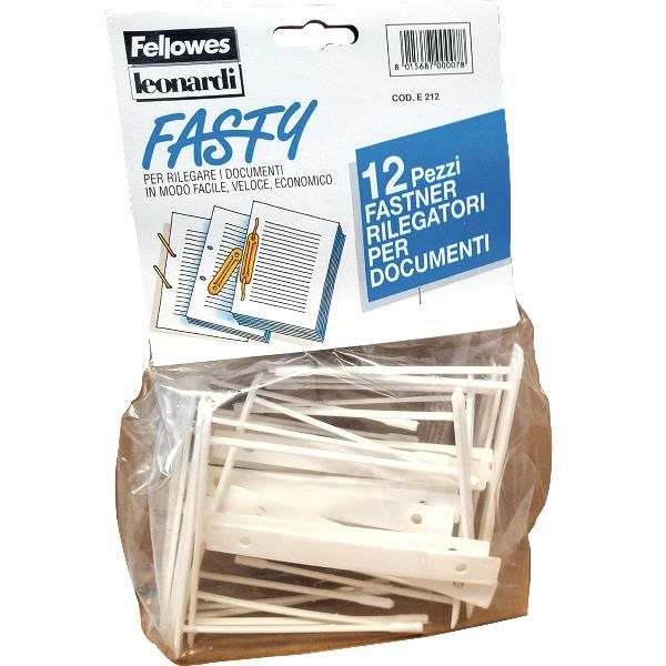 Fastener fermafogli - plastica - passo 80 mm - capacità 6 cm - bianco - Fellowe…