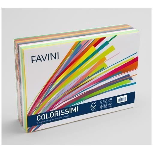 Favini Colorissimi Bristol T4 - Cartoncino - 250 x 350 mm - 240 fogli - assorti…