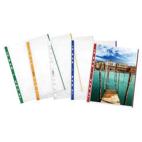 Favorit - Busta trasparente - per A4 - trasparente, fascia gialla (pacchetto di…