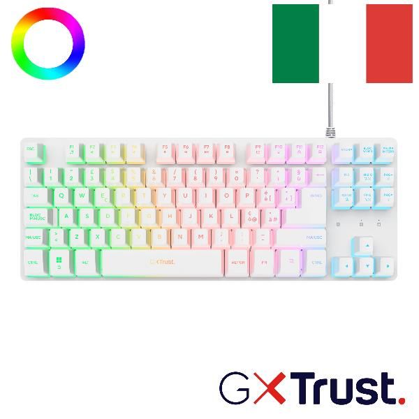 Trust GXT 833W Thado, Tenkeyless (80 - 87%), Cablato, USB, Interruttore a chiav…