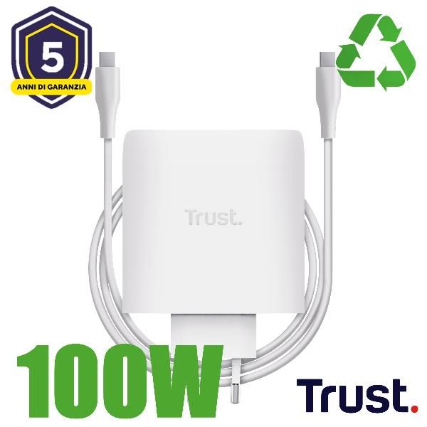 Trust Maxo Caricabatteria a 2 porte USB-C GaN da 100 W