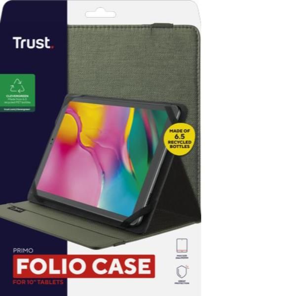 Trust Primo - Flip cover per tablet - PET riciclato - verde - fino a 10"
