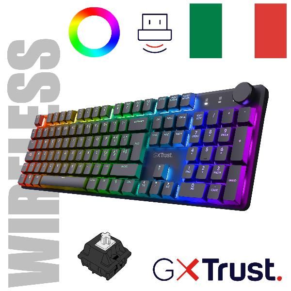Trust TORIX TASTIERA MECCANICA GAMING WIRELESS RICARICABILE RGB LAYOUT ITALIANO…