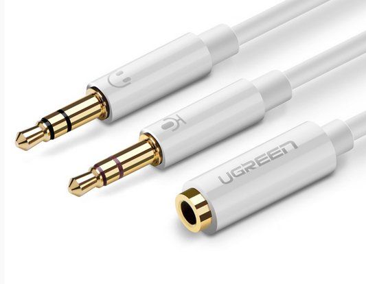 UGREEN Cavo Audio 3.5mm femmina a 2 maschio- case ABS (White)