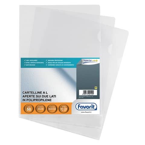 Favorit PRATIC SUPERIOR - Cartella a L - per 220 x 300 mm - trasparente (pacche…
