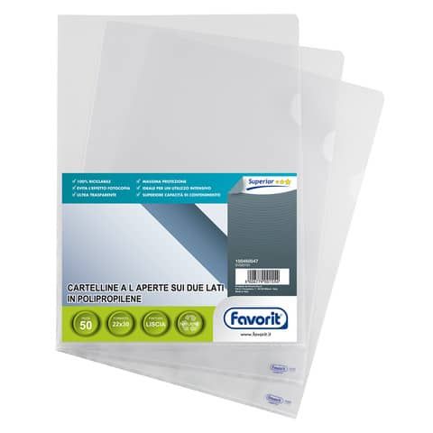 Favorit PRATIC SUPERIOR - Cartella a L - per 220 x 300 mm - trasparente (pacche…