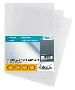 Favorit PRATIC SUPERIOR - Cartella a L - per A4 - trasparente (pacchetto di 50)