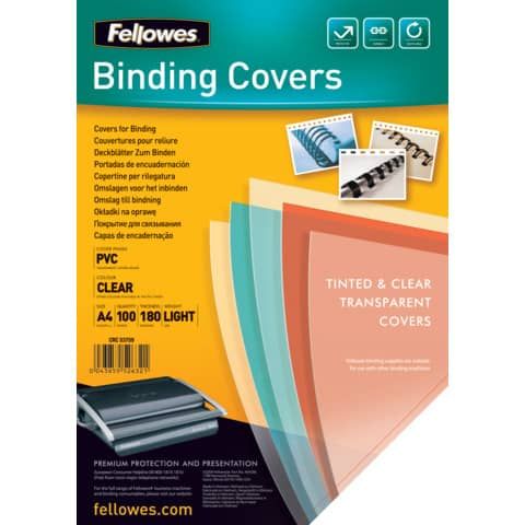 Fellowes - A4 (210 x 297 mm) - 180 micron - trasparente - 100 pezzi copertina i…