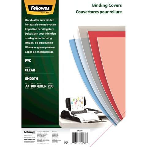 Fellowes - A4 (210 x 297 mm) - 200 micron - trasparente - 100 pezzi copertina i…