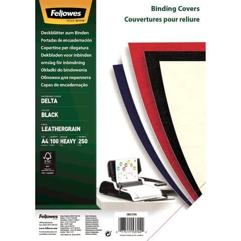 Fellowes - A4 (210 x 297 mm) - nero - 250 g/m² - 100 pezzi copertina per rilega…