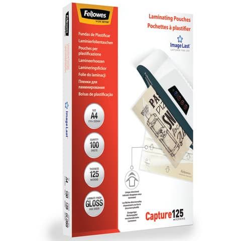 Fellowes Laminating Pouches Capture 125 micron - Confezione da 100 - brillante …