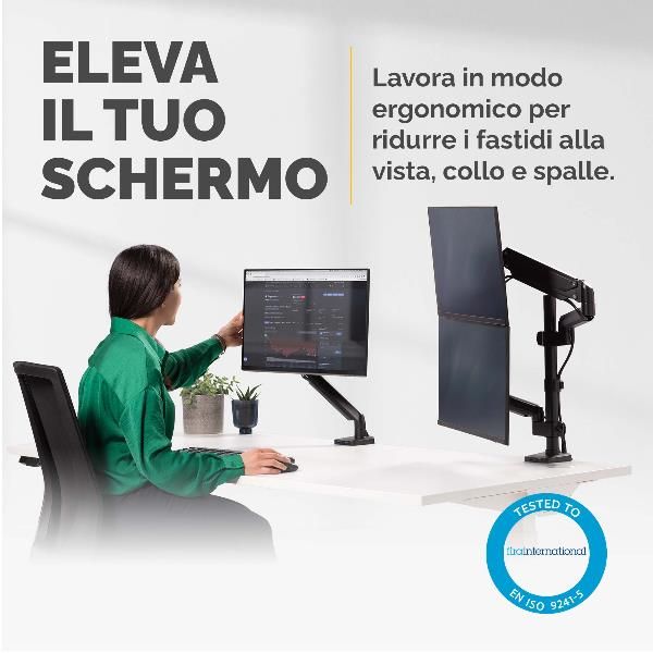 Fellowes Platinum Monitor Arm - Kit montaggio - braccio regolabile - per 2 moni…