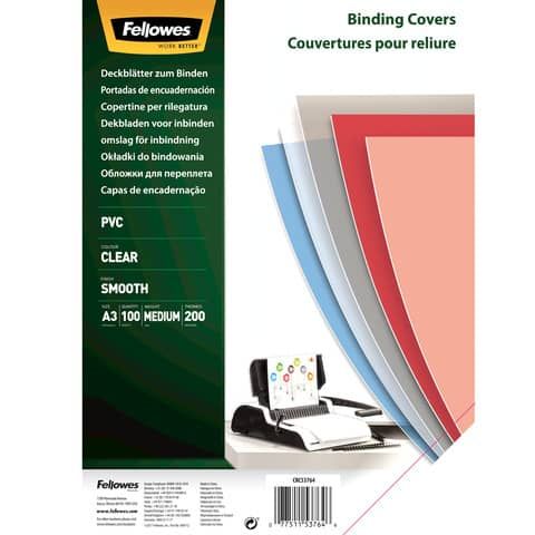 Fellowes Superclear PVC - A3 (297 x 420 mm) - 200 micron - trasparente - 100 pe…