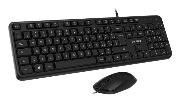 Vultech KM-811 tastiera Mouse incluso Ufficio USB QWERTY Italiano Nero