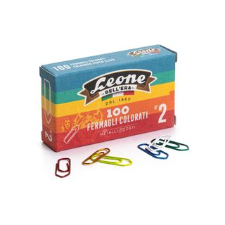 Fermagli metallizzati - n. 2 - 2,6 cm - colori assortiti - Leone - conf. 100 pe…