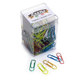 Fermagli metallizzati - n. 4 - 3,2 cm - colori assortiti - Leone - conf. 250 pe…
