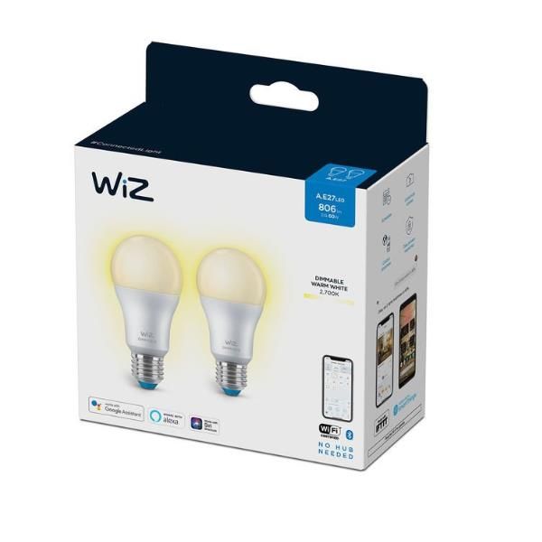 WiZ - Lampadina LED - forma: A60 - satinata finitura - E27 - 8 W (equivalente 6…