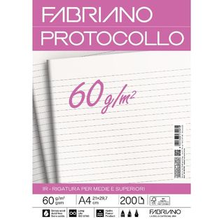 Foglio protocollo - A4 - 1 rigo - 60 gr - Fabriano - conf. 200 pezzi