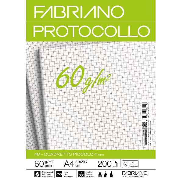 Foglio protocollo - A4 - 4 mm - 60 gr - Fabriano - conf. 200 pezzi