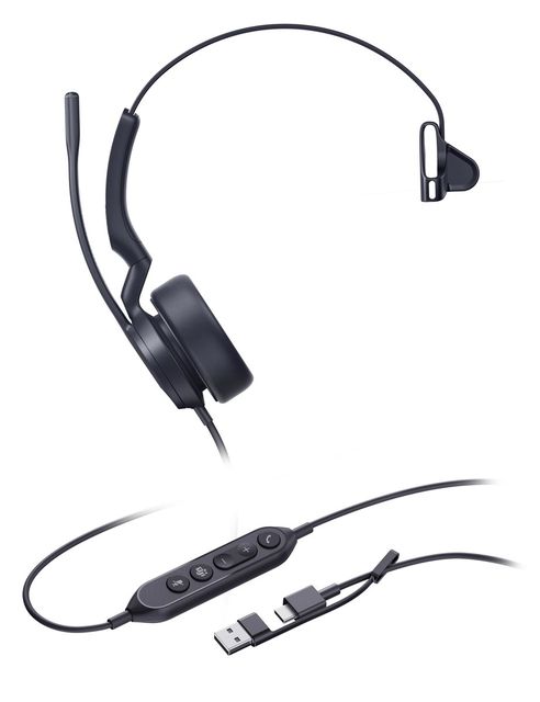 Yealink UH44 Mono Teams USB-C/A Auricolare Cablato A Padiglione Ufficio USB Typ…