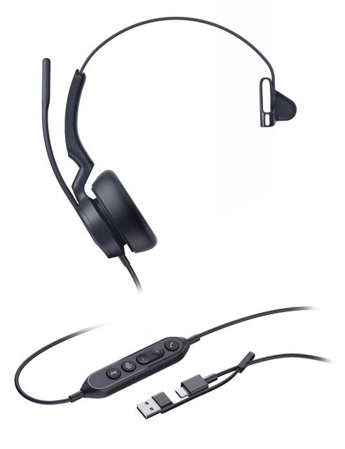 Yealink UH46 Mono Teams USB-C/A Auricolare Cablato A Padiglione Ufficio USB Typ…