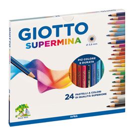 GIOTTO SUPERMINA PASTELLI 3.8mm COLORI ASSORTITI CONF 24 Pz.